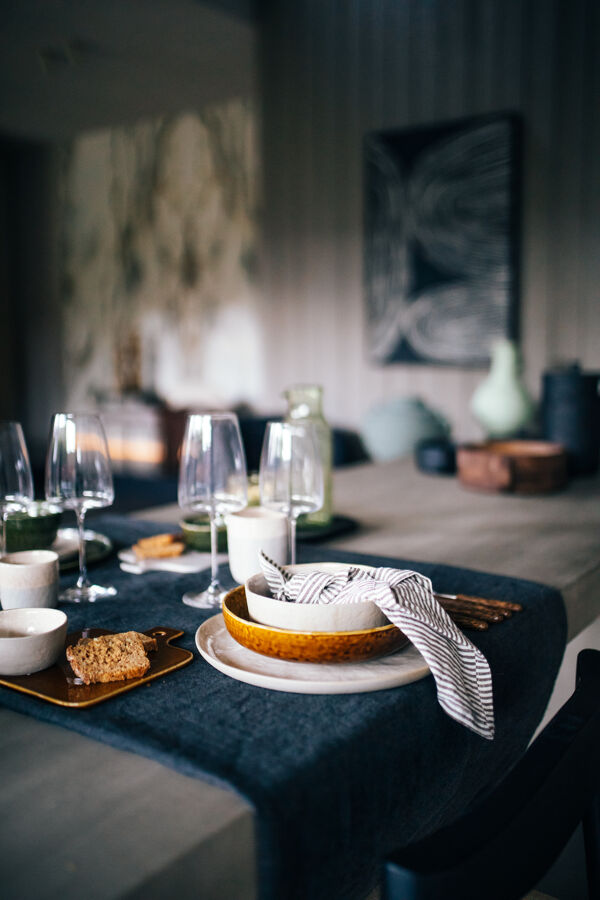 Pomax MARIKANA - Tafelkleed - Linnen - L 300 X W 170 Cm - Zwart