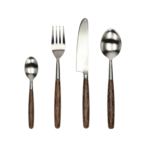 pomax MATISSE - bestekset 16-delig 18/02 - roestvrij staal / palmhout - bruin