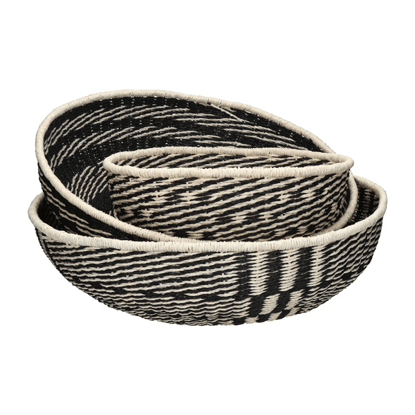 pomax MOLOKO - set/3 muur deco - papier - DIA 35/50/54 5 x H 12/13/15 cm - zwart/wit