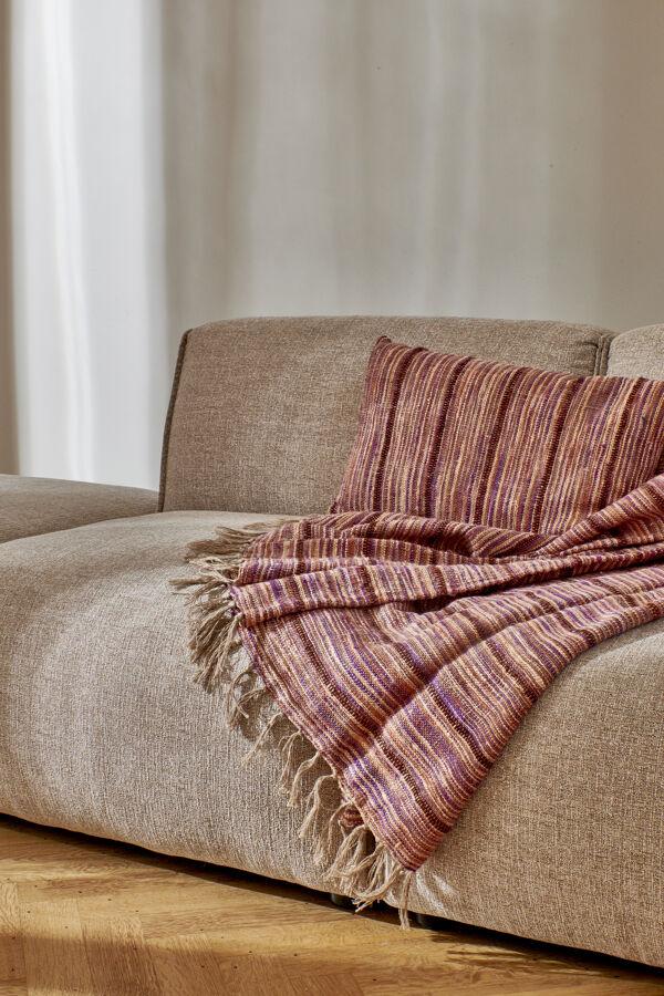 Pomax NATARAJ - Kussen - Linnen / Viscose - L 50 X W 30 Cm - Pruim