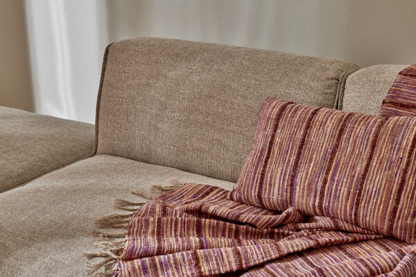 Pomax NATARAJ - Kussen - Linnen / Viscose - L 50 X W 30 Cm - Pruim