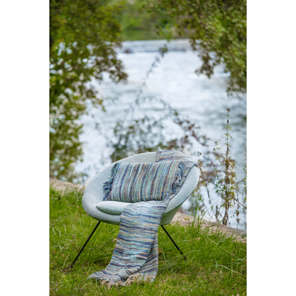 Pomax NATARAJ - Plaid - Linnen / Viscose - L 170 X W 130 Cm - Blauw