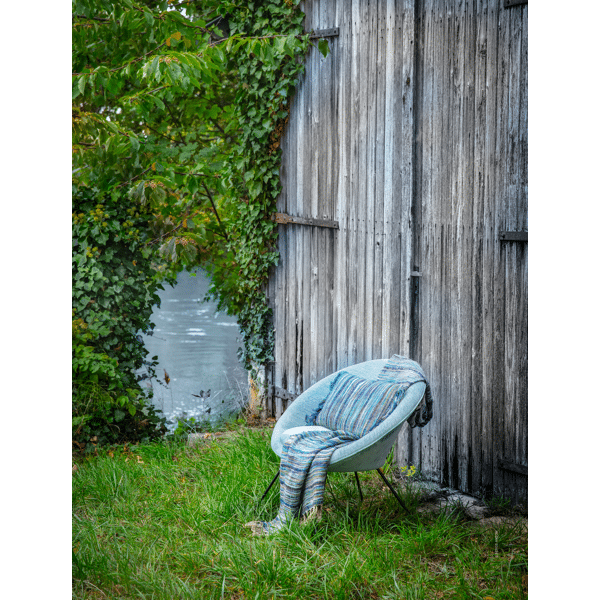 Pomax NATARAJ - Plaid - Linnen / Viscose - L 170 X W 130 Cm - Blauw