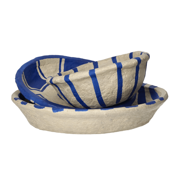 pomax NAXOS - set/3 schalen - papier mâché - DIA 20/24/29 x H 7 5/5/5 cm - blauw