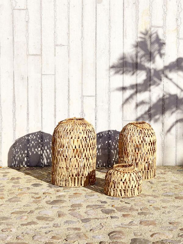Pomax NORDBY - Set/3 Lantaarns - Mais - DIA 35 5/40 5/45 X H 27/61/67 Cm - Naturel
