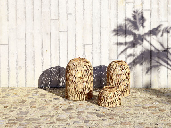 Pomax NORDBY - Set/3 Lantaarns - Mais - DIA 35 5/40 5/45 X H 27/61/67 Cm - Naturel