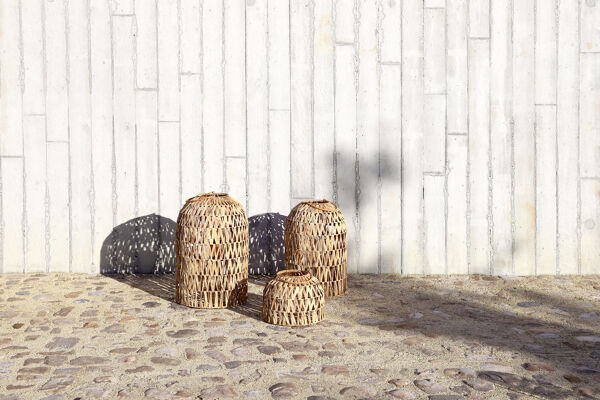 Pomax NORDBY - Set/3 Lantaarns - Mais - DIA 35 5/40 5/45 X H 27/61/67 Cm - Naturel