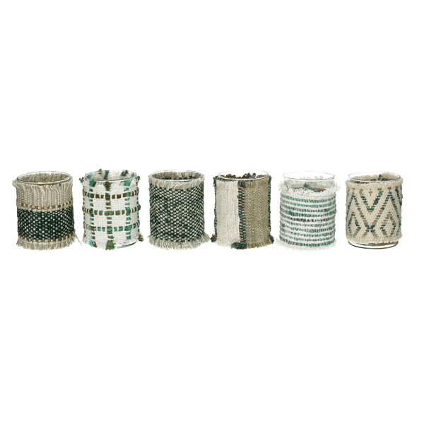 pomax ÔRAY - windlicht - glas / gerecycleerde stoffen - DIA 7 7 x H 10 cm - mix van groentinten