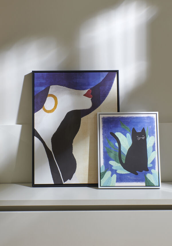 Pomax OSCAR - Canvas Met Kader - Canvas / Hout - L 43 X W 4 1 X H 53 Cm - Blauw