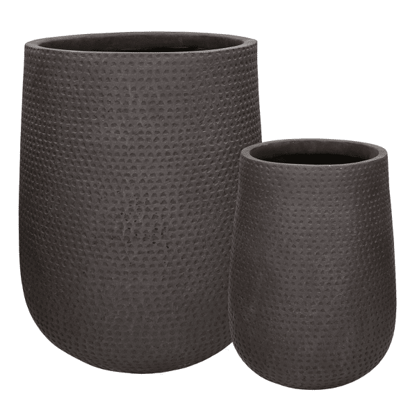 pomax OTTO - set/2 bloempotten - fibre klei - DIA 28/38 x H 36/47 cm - bruin