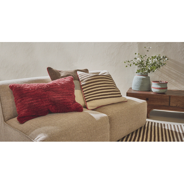 Pomax PAMPLONA - Kussen - Wol / Katoen - L 60 X W 60 Cm - Bruin