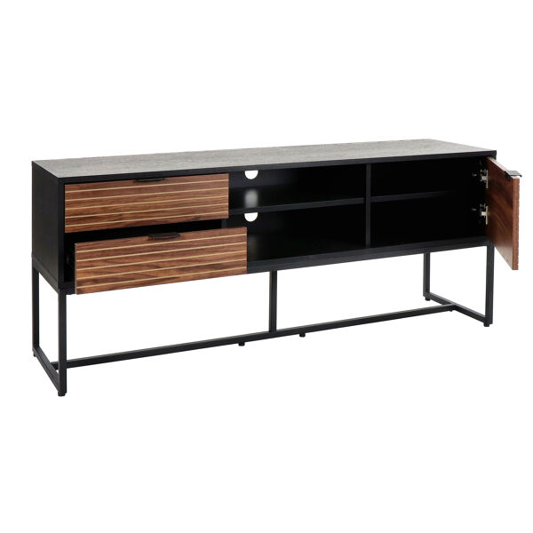 Pomax PARIGI - Tv-meubel - Plat Verpakt - Melamine / Metaal - L 150 X W 40 X H 60 Cm - Walnoot/zwart