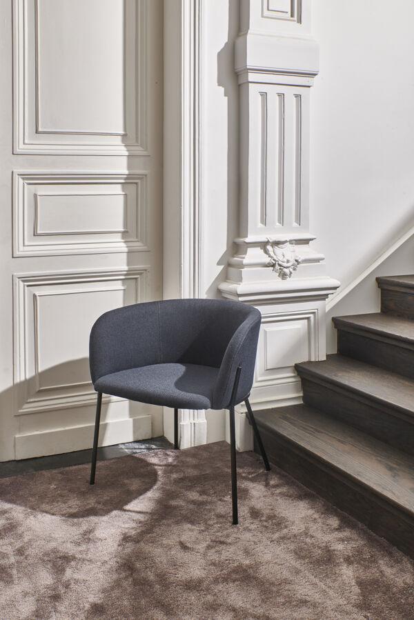 Pomax POLKA - Stoel - Stof / Metaal - L 52 X W 59 X H 68 Cm - Middernacht Blauw