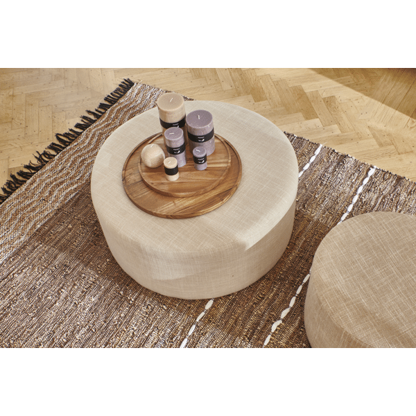 Pomax DELILAH - Poef - Stof - DIA 80 X H 35 Cm - Ecru