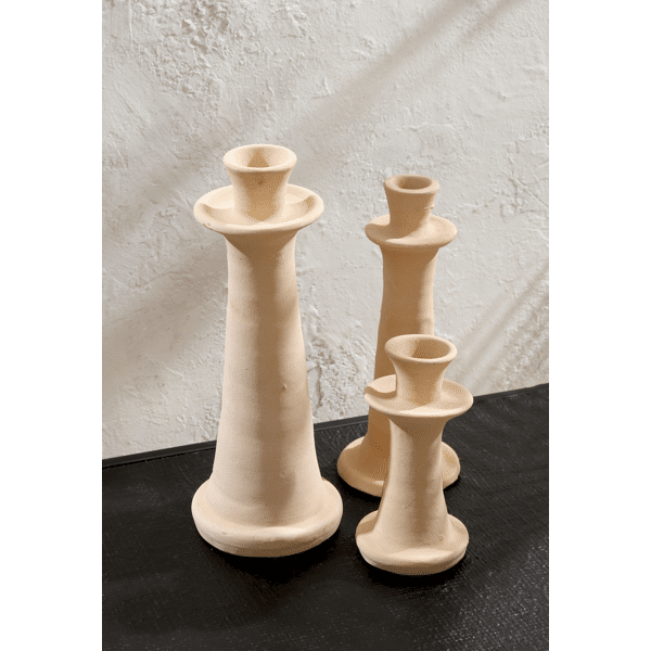 Pomax GISÈLE - Kandelaar - Klei - DIA 7 X H 28 Cm - Ivoor