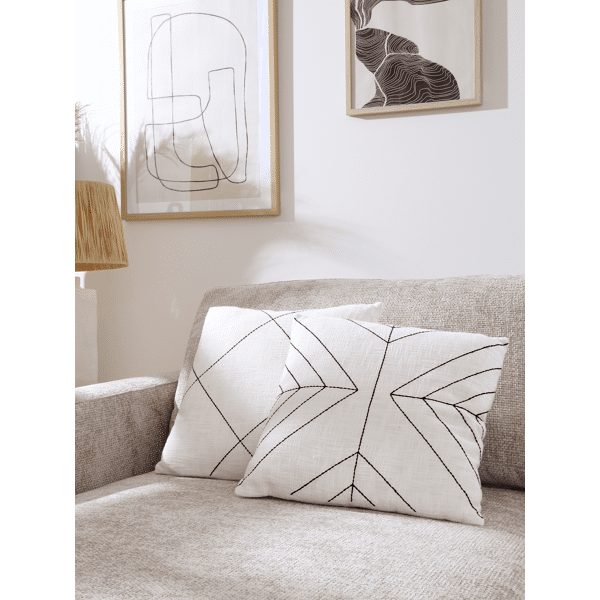 Pomax MURNI - Kussen - Katoen - L 45 X W 45 Cm - Zwart/wit