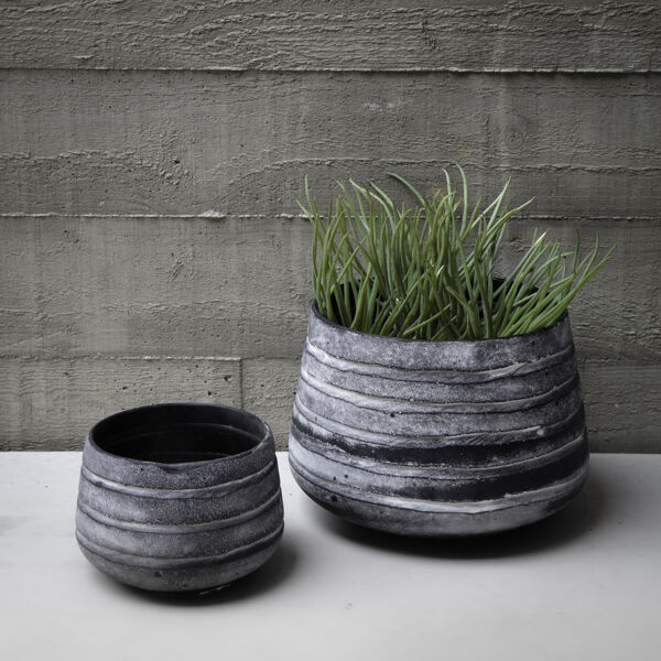 Pomax ROCK - Bloempot - Glas - DIA 23 X H 16 Cm - Grijs