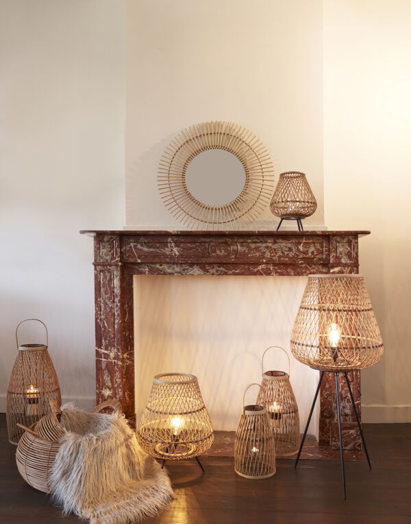 Pomax TAO - Staanlamp - Metaal / Bamboe - DIA 38 X H 45 Cm