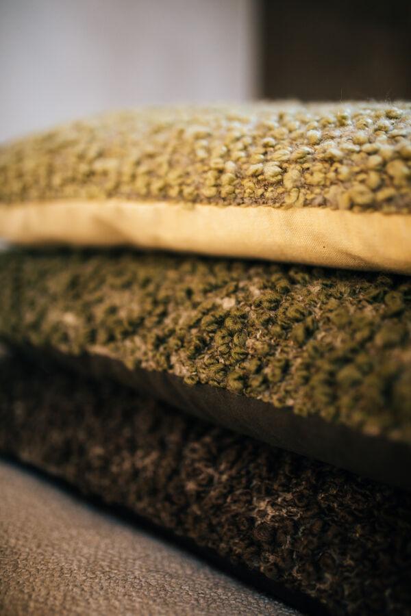 Pomax ZAZOU - Kussen - Bouclé / Wol - L 50 X W 30 Cm - Kaki