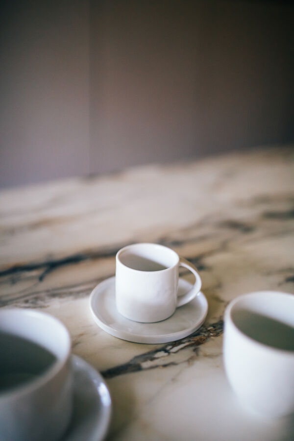 Pomax PORCELINO WHITE - Kopje & Schoteltje 10 CL - Porselein - DIA 11 5 X H 7 2 Cm - Wit