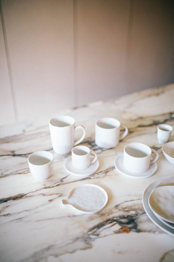 Pomax PORCELINO WHITE - Kopje & Schoteltje 10 CL - Porselein - DIA 11 5 X H 7 2 Cm - Wit