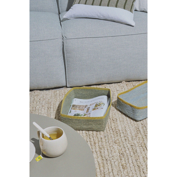 Pomax PORT LOUIS - Set/2 Manden - Zeegras - L 30/30 X W 22/20 X H 9/8 Cm - Groen