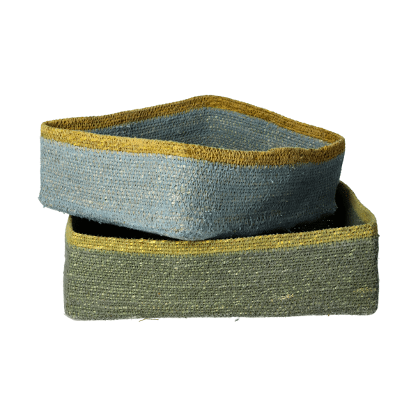 pomax PORT LOUIS - set/2 manden - zeegras - L 30/30 x W 22/20 x H 9/8 cm - groen