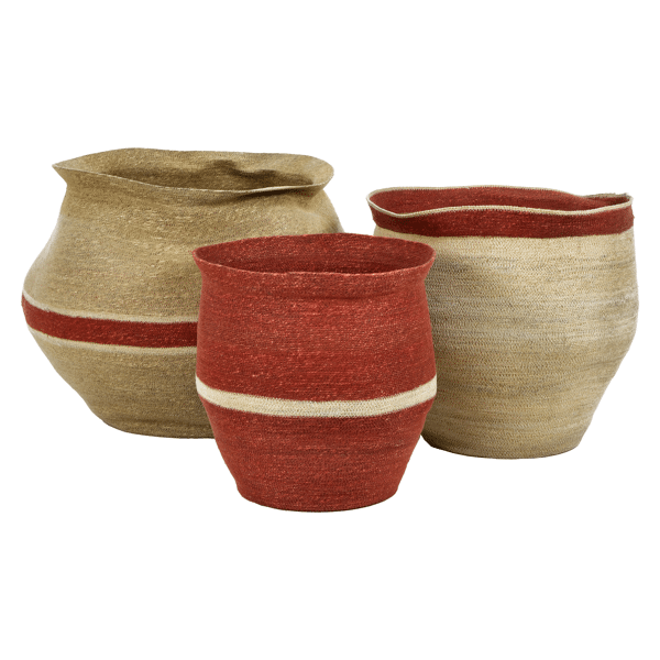 pomax PORT LOUIS - set/3 manden - zeegras - DIA 45/58/75 x H 45/53/60 cm - mix van kleuren