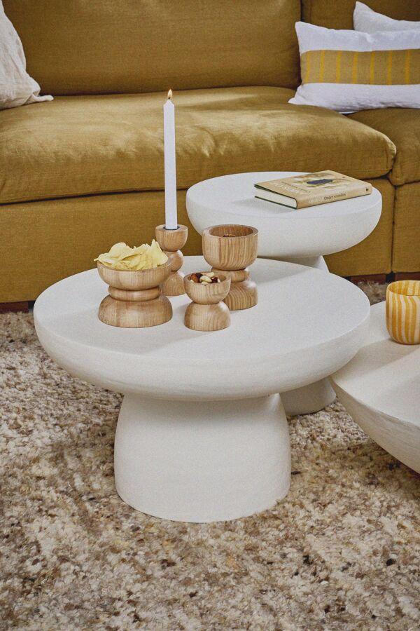 Pomax PRETORIA - Bijzettafel - Kalkpleister - DIA 60 X H 35 Cm - Gebroken Wit