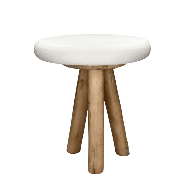 pomax PRETORIA - bijzettafel - kalkpleister / hout - DIA 40 x H 45 cm - gebroken wit