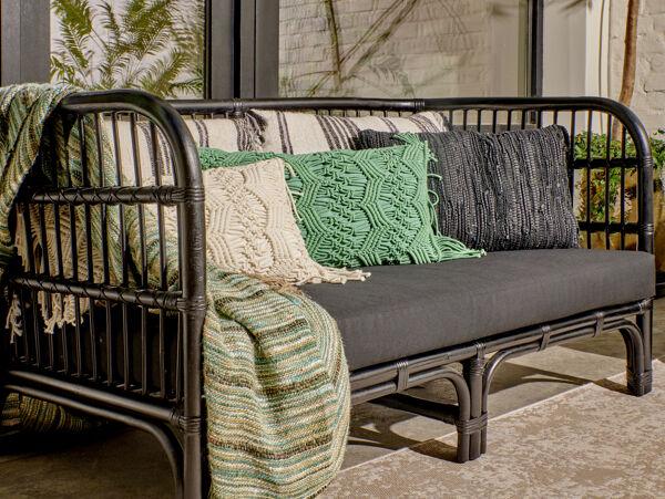 Pomax RAW - Kussen - Gerecycleerd Leder / Gerecycleerde Stoffen - L 60 X W 40 Cm - Zwart