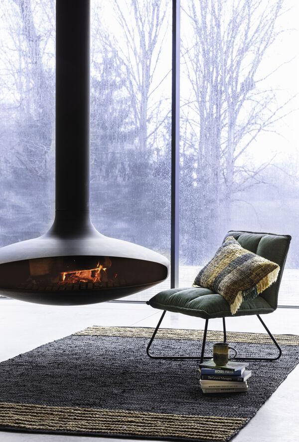 Pomax RAW - Tapijt - Gerecycleerd Leder / Jute - L 240 X W 180 Cm - Zwart