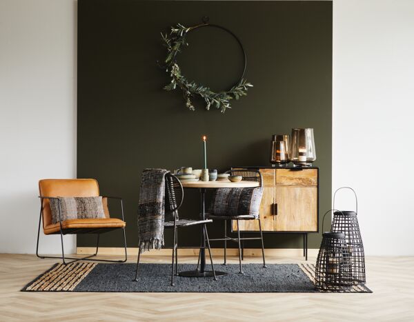 Pomax RAW - Tapijt - Gerecycleerd Leder / Jute - L 240 X W 180 Cm - Zwart