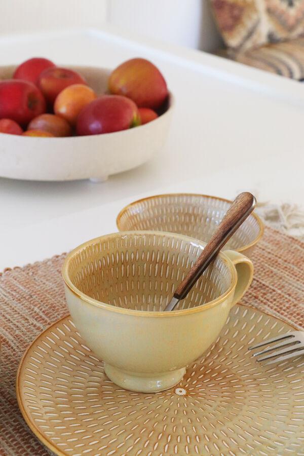 Pomax RÉMY - Set/6 Koffielepels 14/1 - Roestvrij Staal / Acacia Hout - L 14 5 X W 2 5 X H 1 5 Cm - Naturel