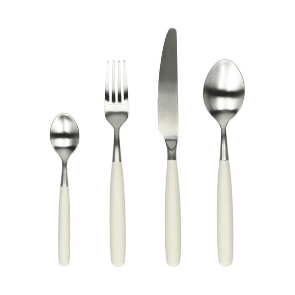 pomax RENOIR - bestekset 16-delig 18/08 - roestvrij staal / hars - gebroken wit