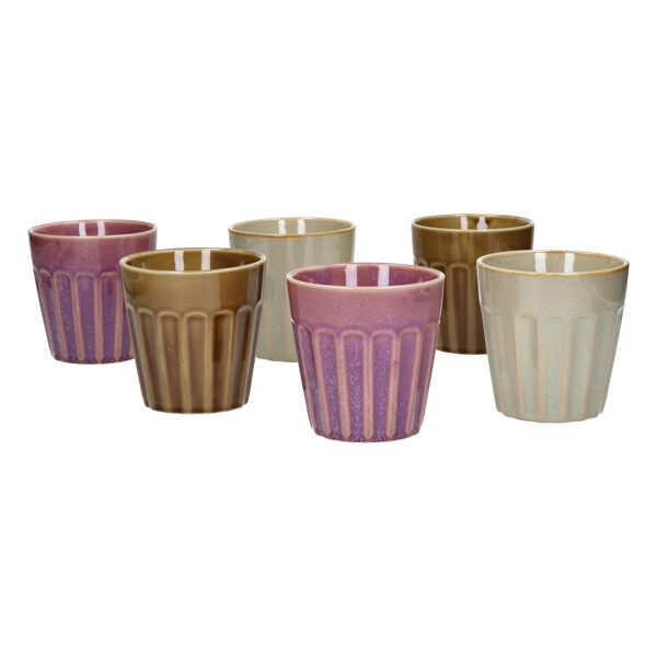 Pomax RIALTO - Set/6 Bekers - Porselein - DIA 10 X H 10 Cm - Mix Van Kleuren