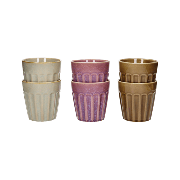 pomax RIALTO - set/6 bekers - porselein - DIA 10 x H 10 cm - mix van kleuren
