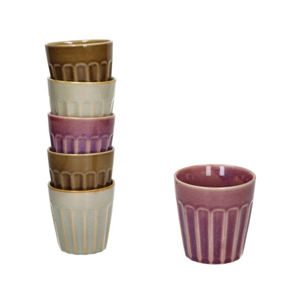Pomax RIALTO - Set/6 Bekers - Porselein - DIA 8 X H 8 5 Cm - Mix Van Kleuren