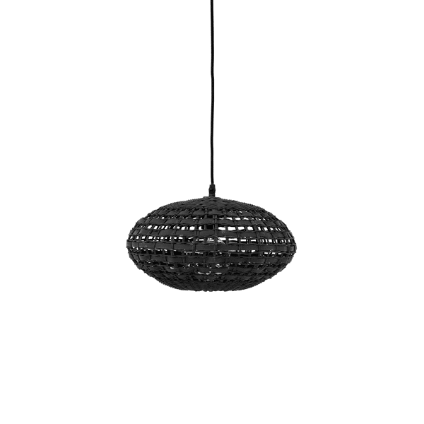 pomax ROTA - hanglamp - rotan / hout - DIA 36 x H 20 cm - zwart