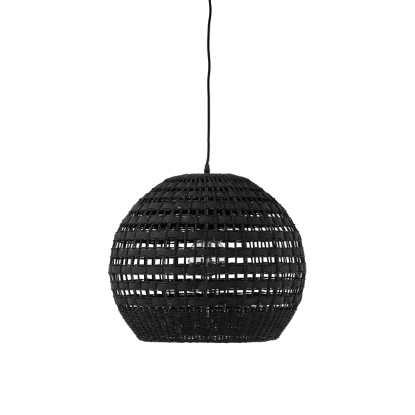 pomax ROTA - hanglamp - rotan / hout - DIA 49 x H 41 cm - zwart