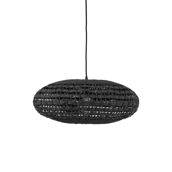 pomax ROTA - hanglamp - rotan / hout - DIA 56 x H 24 cm - zwart