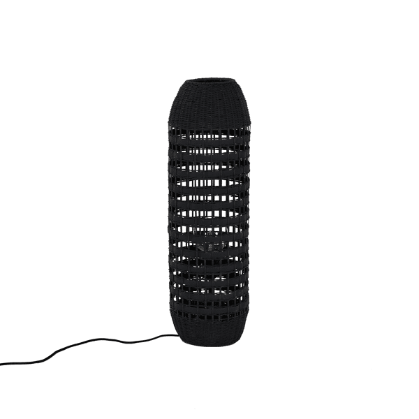 pomax ROTA - vloerlamp - rotan / hout - DIA 22 x H 70 cm - zwart