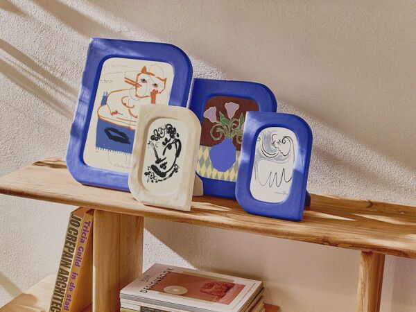 Pomax SALAMANCA - Fotolijst - Kalkpleister / Mdf - L 22 X W 2 X H 28 Cm - Blauw