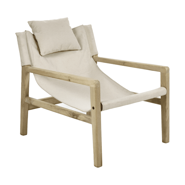 pomax SIESTA - loungestoel - mango hout / katoen - L 64 x W 76 x H 69 cm - naturel