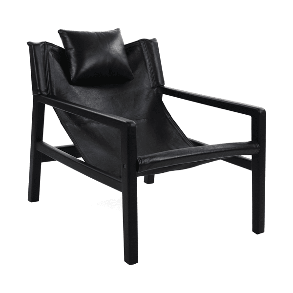 pomax SIESTA - loungestoel - mango hout / leder - L 64 x W 76 x H 69 cm - zwart