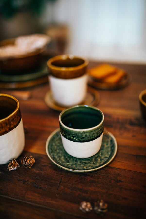 Pomax SPIRO - Aperitiefbordje - Steengoed - DIA 12 Cm X H 1 Cm - Donkergroen