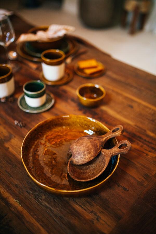 Pomax SPIRO - Aperitiefbordje - Steengoed - DIA 12 Cm X H 1 Cm - Donkergroen