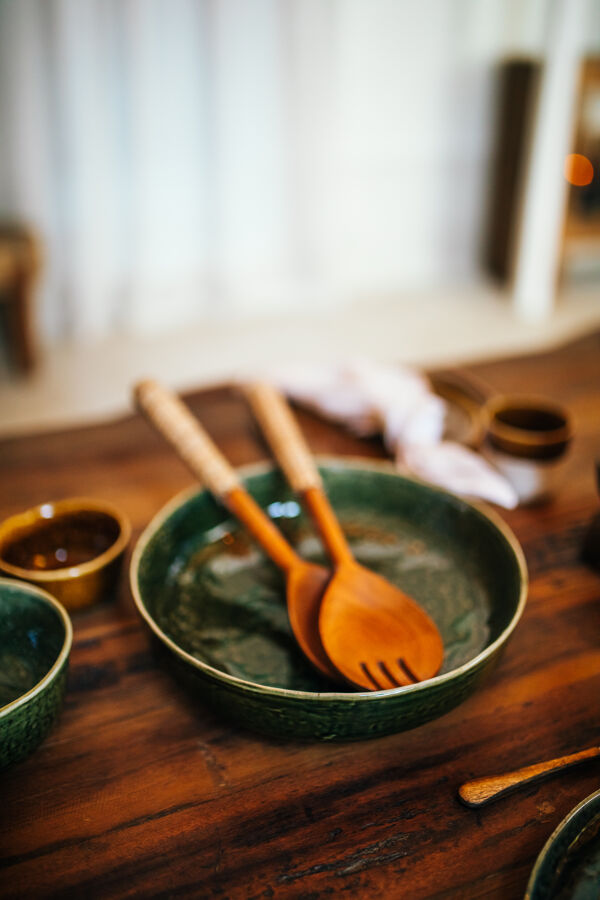 Pomax SPIRO - Blate - Steengoed - DIA 24 X H 5 5 Cm - Donkergroen