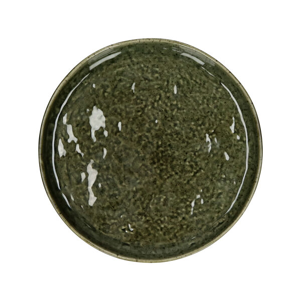 Pomax SPIRO - Dessertbord - Steengoed - DIA 21 Cm X H 1 5 Cm - Donkergroen