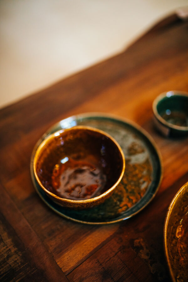 Pomax SPIRO - Dessertbord - Steengoed - DIA 21 Cm X H 1 5 Cm - Donkergroen